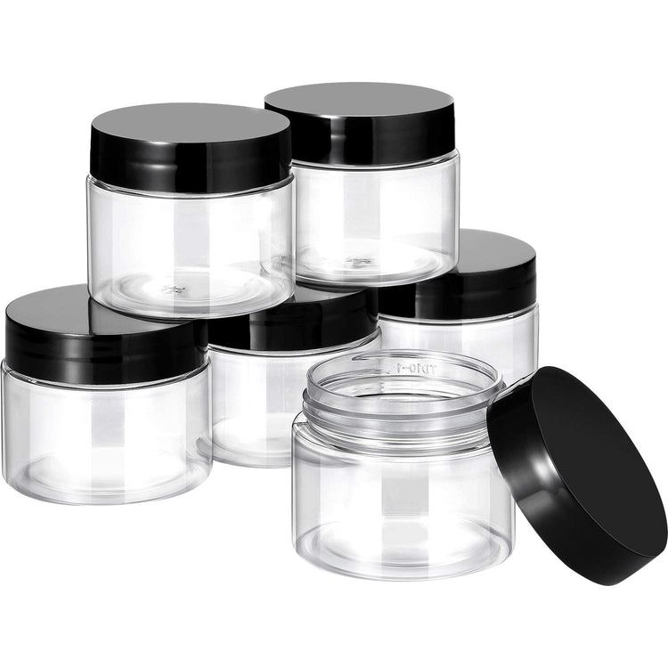6 Pack 2 OZ Plastic Jars Containers with Lids (6 Count)