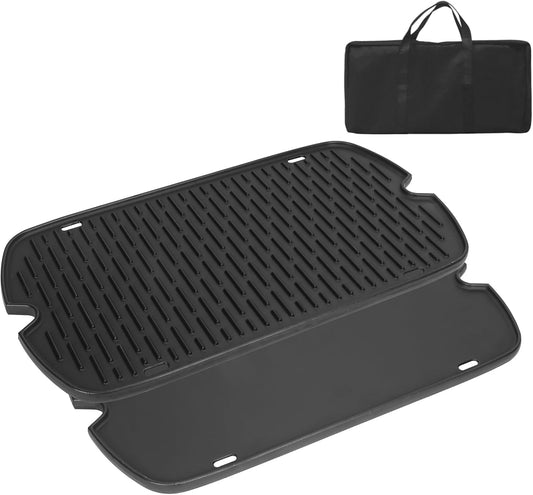 AJinTeby Cast Iron Griddle for Weber Traveler Portable Series Gas Grills Parts, Non-stick Griddle for Traveler Gas Grill, Camping Plate, for Weber Portable Grill Accessories with Carry Bag - Nestoria