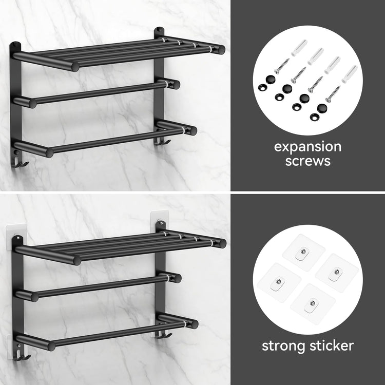 Black Adjustable Towel Bar for Bathroom Wall Mount17