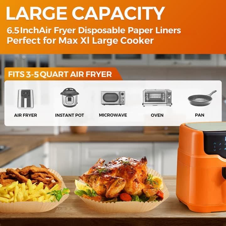 100Pcs 6.5IN Square Air Fryer Paper Liners Disposable for 3 (100 Count)