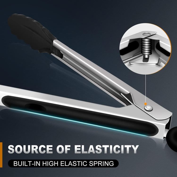 17 & 12 Inch Extra Long Kitchen Tongs with Silicone Tips (2 Count)