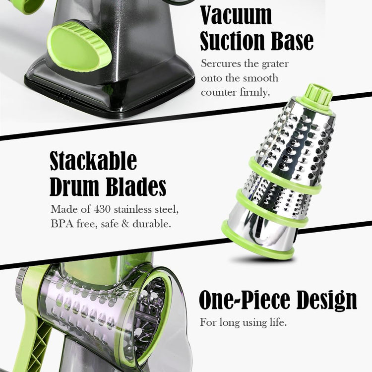Cheese Grater Hand Crank Rotary Vegetables Shredder with Handle