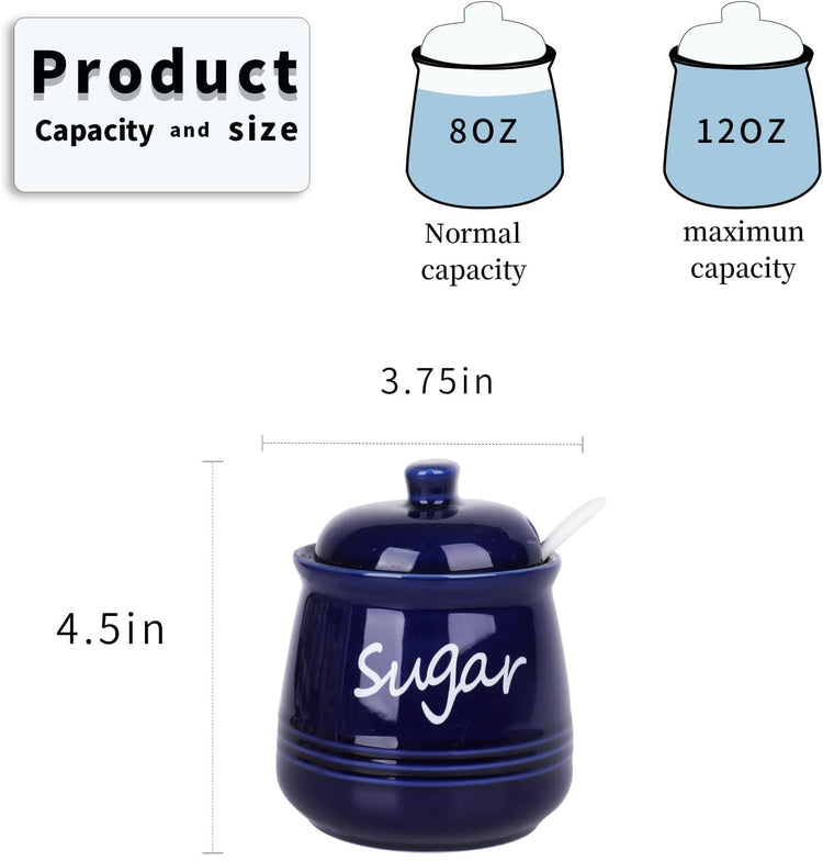 12oz Ceramic Sugar Bowl with Lid and Spoon