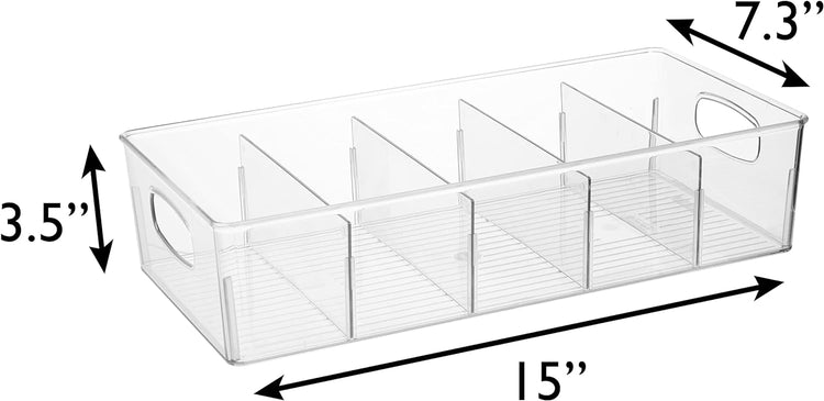 ClearSpace Plastic Pantry Organization and Storage Bins with Removable Dividers – 2 Pack XL Perfect Kitchen Organization or Kitchen Storage – Refrigerator Organizer Bins, Cabinet Organizers