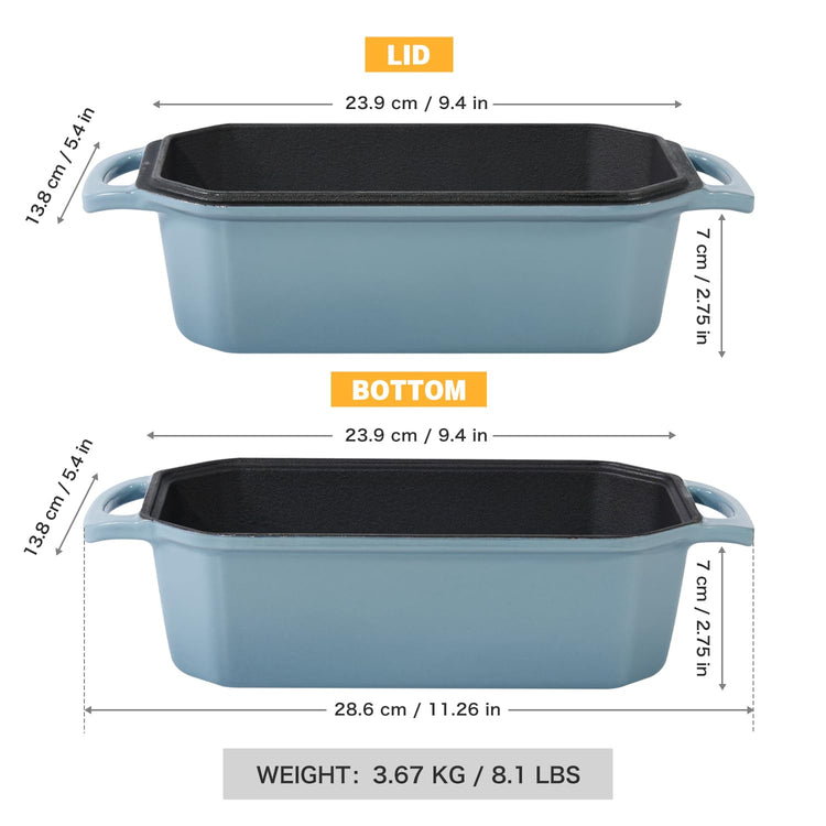 Bread Pan Cast Iron Loaf Pan with Lid Bread Loaf Pan 8.5x4.5 Inch Loaf Pan Enameled Cast Iron Sourdough Loaf Pan