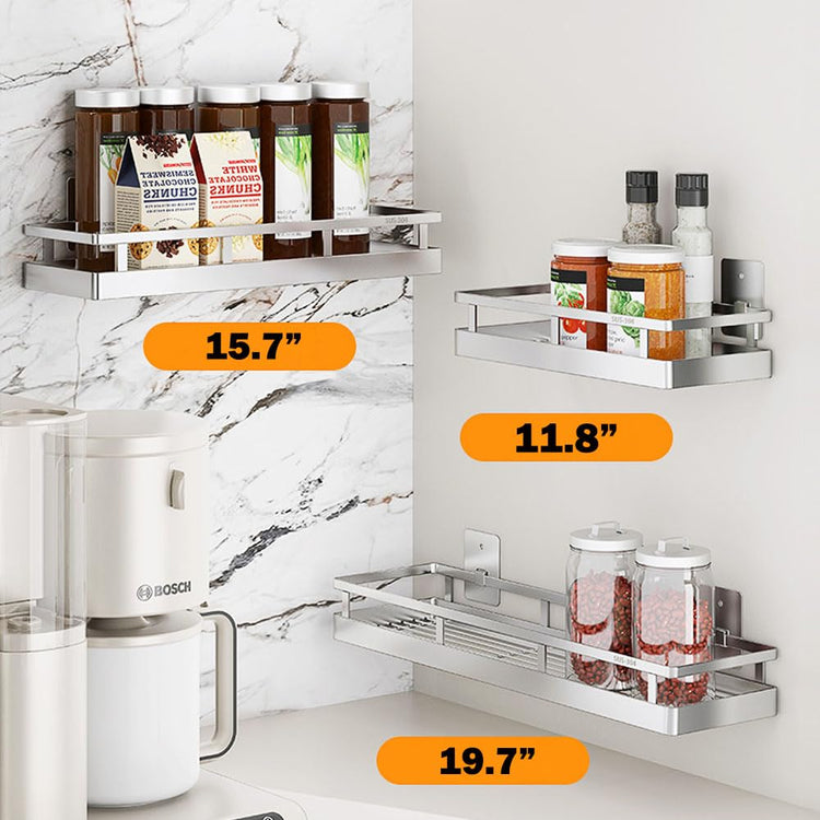 SUS304 Stainless steel Wall Mount Spice Rack Storage Basket