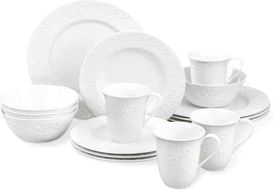 Lenox 851746 Opal Innocence Carved 16-Piece Dinnerware Set