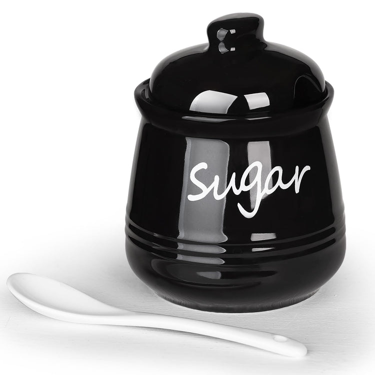 12oz Ceramic Sugar Bowl with Lid and Spoon