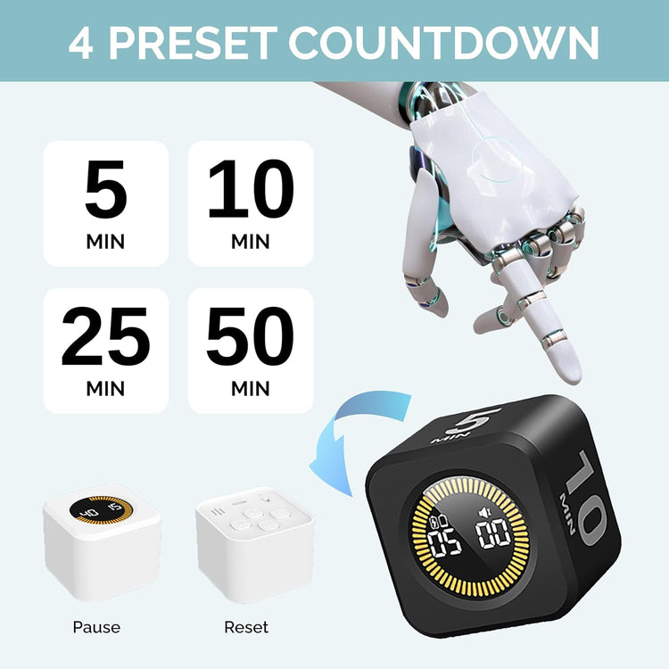 2 Pack KADAMS Pomodoro Cube Timer Productivity Visual Timer (2 Count)