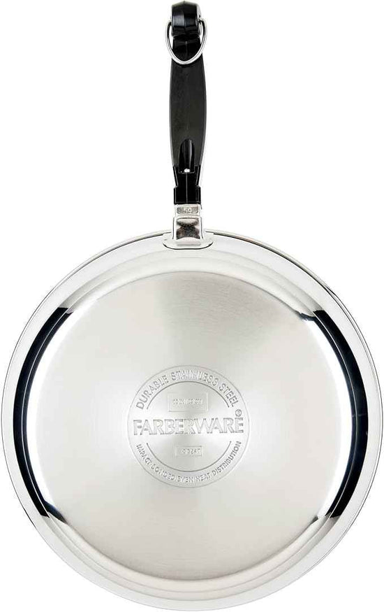 Farberware Classic Series Stainless Steel Pots and Pans with Baking Sheet Pan, Cooking Tools, and Lids, Induction Ready, Dishwasher Safe, 10 Piece Cookware Set, Metal Utensil Safe - Stainless Steel
