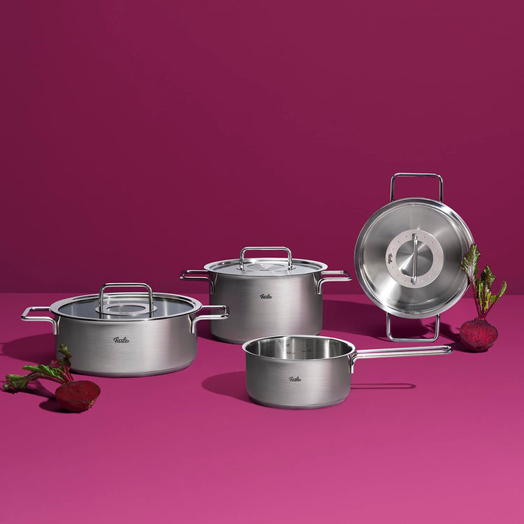 Pure Collection 4.1 Quart Stainless Steel Rondeau with Glass Lid