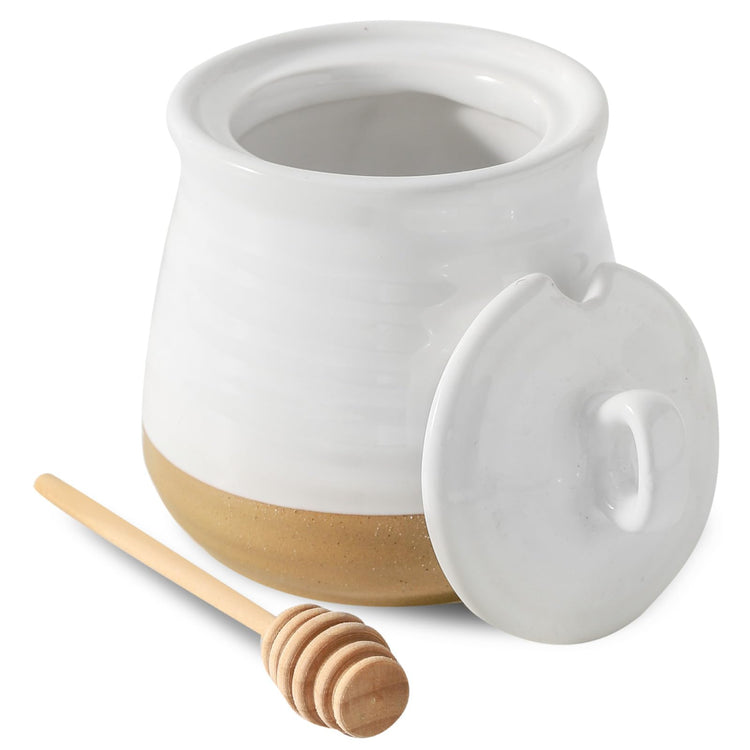 Ceramic 12 Ounce Honey Jar and Dipper Set