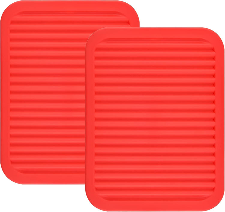 Smithcraft Silicone Trivet Set, 2 Pack, Food-grade, Heat Resistant, Multi-functional, Size: 9x12 Inch, Thickness: 0.27 Inch, Color: Red, Shape: Rectangular