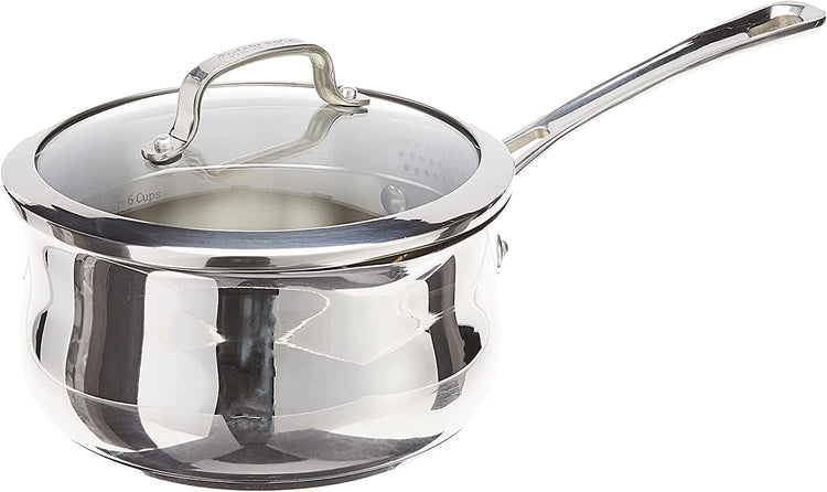 419-18P 2-Quart Pour Saucepan with Cover Contour Cookware, Stainless Steel