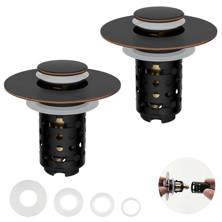2PCS Universal Bathroom Sink Drain Strainer Hair Catcher (2 Count)
