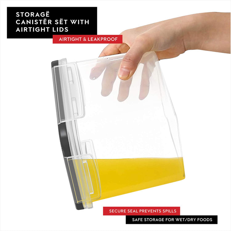 Flour Sugar Storage Containers Set of 4; 3.6L Plastic Airtight Food Storage Containers with Lids for Kitchen Pantry Organization and Storage (4 Count)