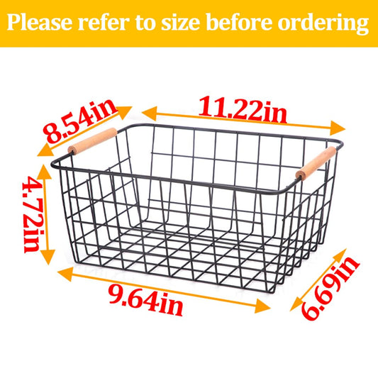 Wire Baskets with Wooden Handles (4 Count)