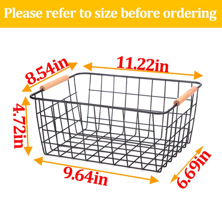 Wire Baskets with Wooden Handles (4 Count)