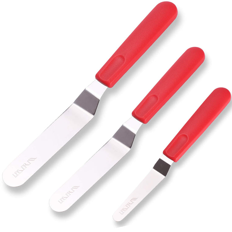 Cake Offset Spatula set of 4 6 8 inch Angled Icing Spatula Cake Decorating Frosting Knife (3 Count)