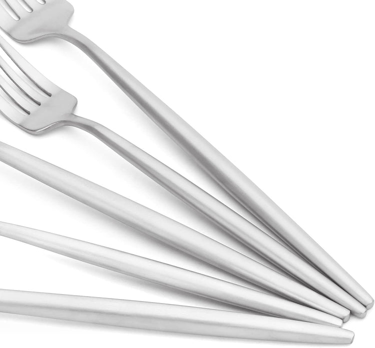 Matte Silverware Set, Oliviola 40-Piece Stainless Steel Flatware Cutlery Set Service for 8, Satin Finish Kitchen Utensil Set, Dishwasher Safe