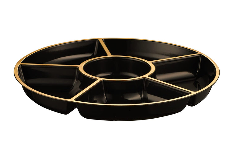 6 Sectional Round Plastic Serving Tray (8 Count)