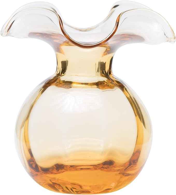Hibiscus Glass Amber Medium Fluted Vase