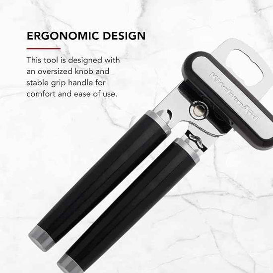 KitchenAid Classic Multifunction Can Opener and Bottle Opener Easy to Use,Razor Sharp Stainless Steel Cutting Wheel,Soft Ergonomic Handles,Black,(Pack of 12)