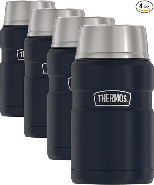 THERMOS Stainless King Vacuum-Insulated Food Jar, 24 Ounce, Midnight Blue (Pack of 4)