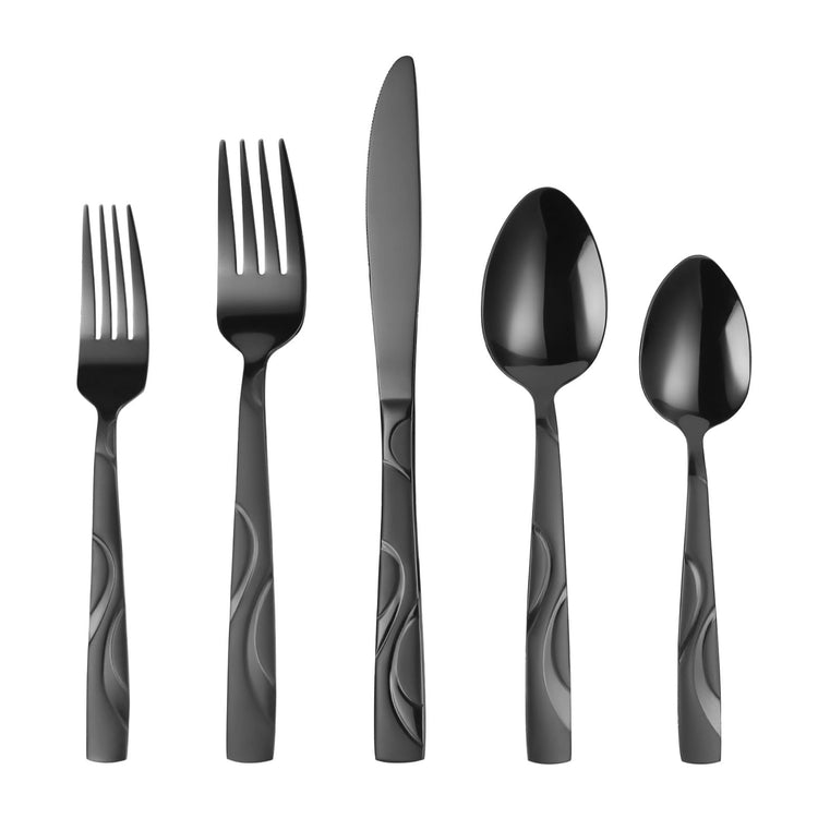 30 Piece Black Silverware Set for 6 (30 Count)