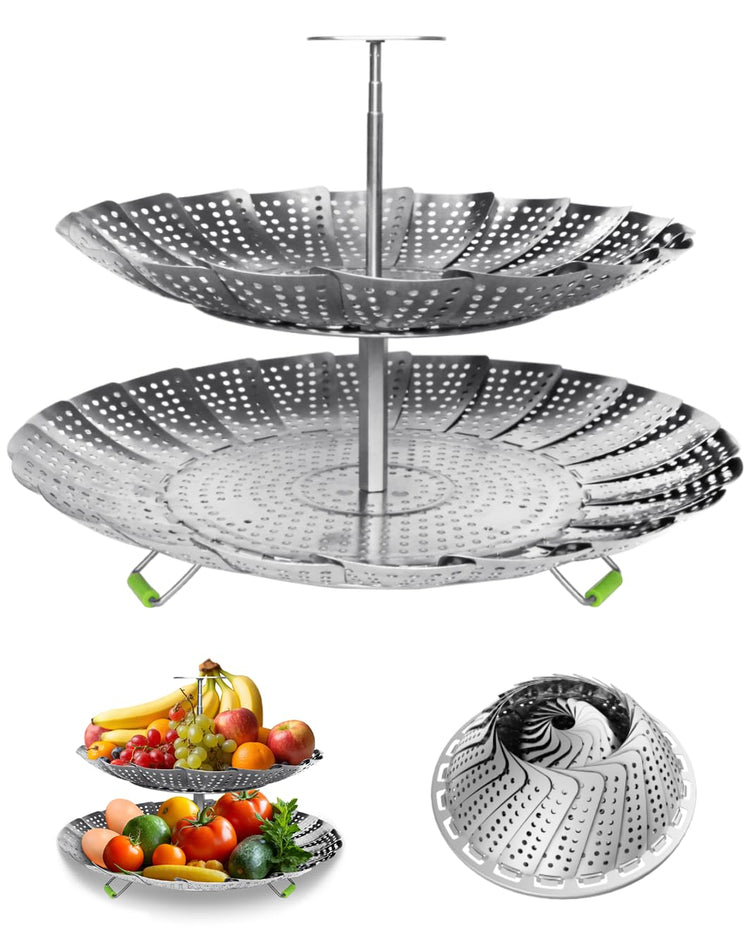 2 Layer Vegetable Steamer Basket for Pot