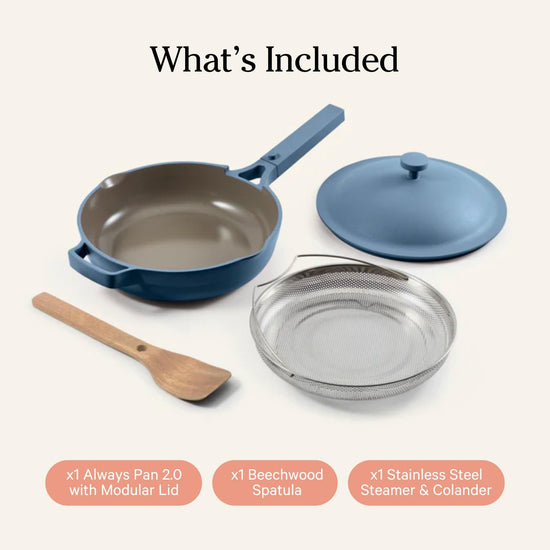 Our Place Always Pan 2.0-10.5” (2.6 Qt) Nonstick, Toxin-Free Ceramic Cookware | Patented 10-in-1 Aluminum Frying & Sauté Pan | Safe for Oven, Induction & All Cooktops up to 450°F | Blue Salt - Nestoria