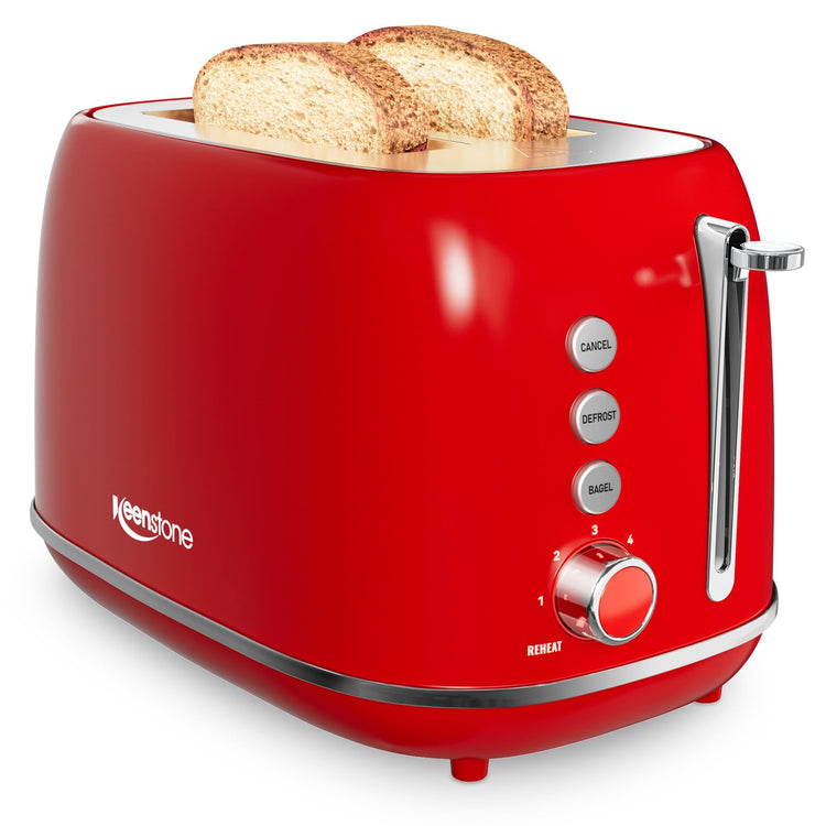 2 Slice Stainless Steel Toaster Retro with 6 Bread Shade Settings