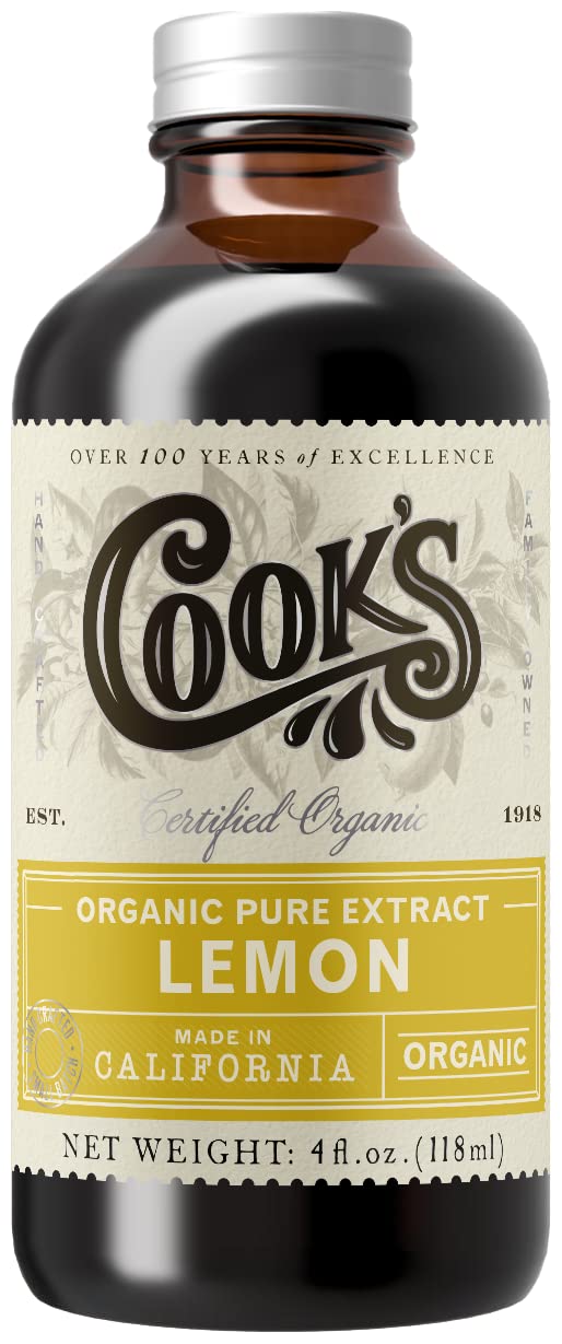 Organic Pure Lemon Extract for Baking & Cooking (4 Fl Oz)