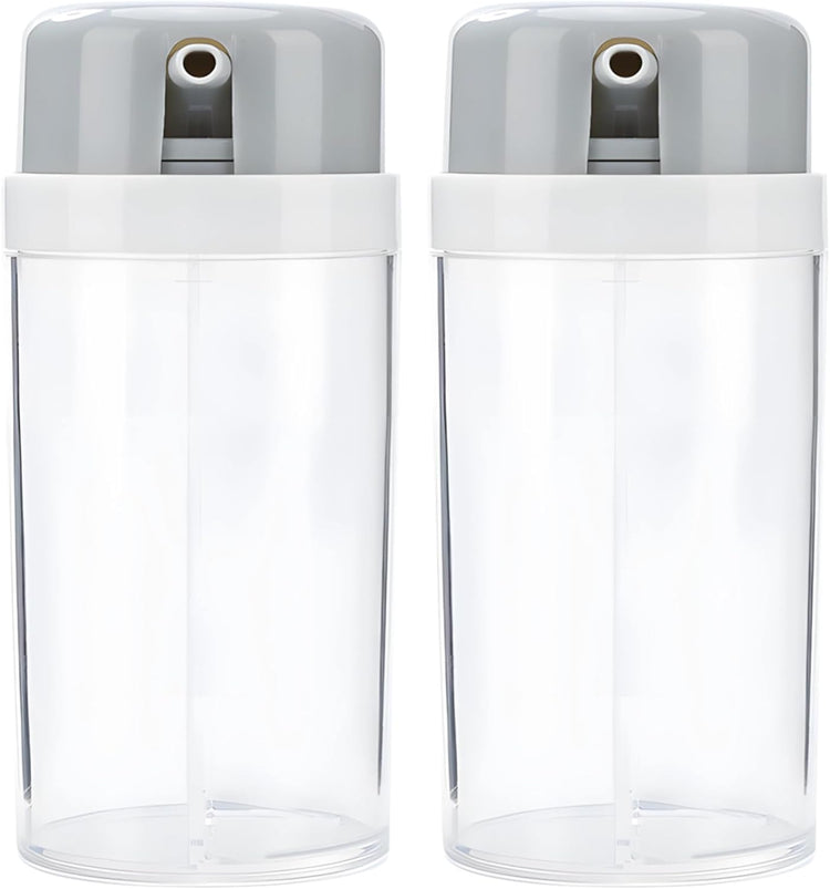 2 Pcs 2-in-1 Plastic Spice Containers, Leak-Proof Seasoning Dispensers for Oil, Soy Sauce, Vinegar, with Adjustable Pour Spouts, Transparent, Space-Saving Design, 180 ml Capacity