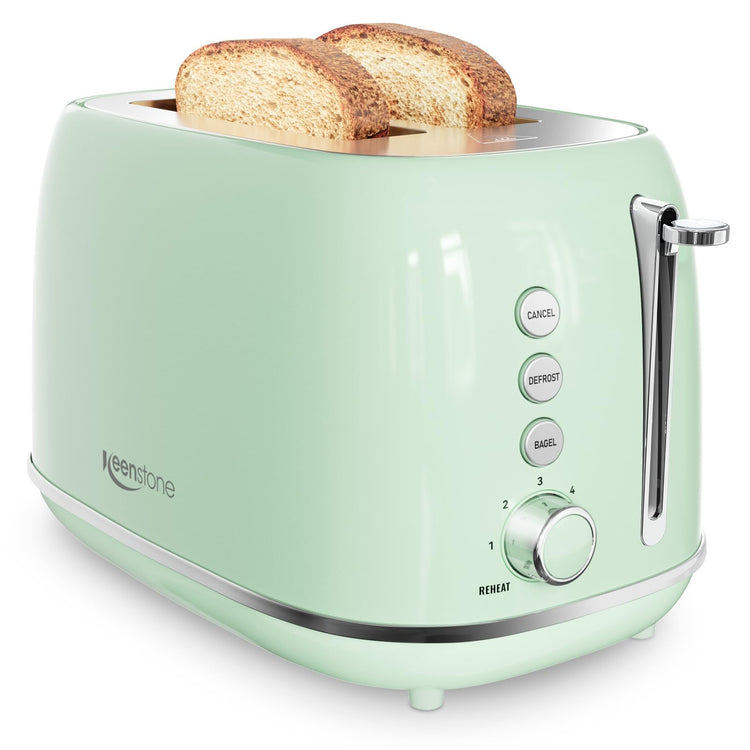 2 Slice Stainless Steel Toaster Retro with 6 Bread Shade Settings