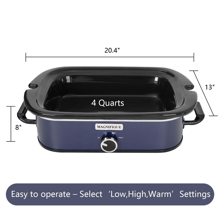 4 Quart Slow Cooker with Casserole Manual Warm Setting