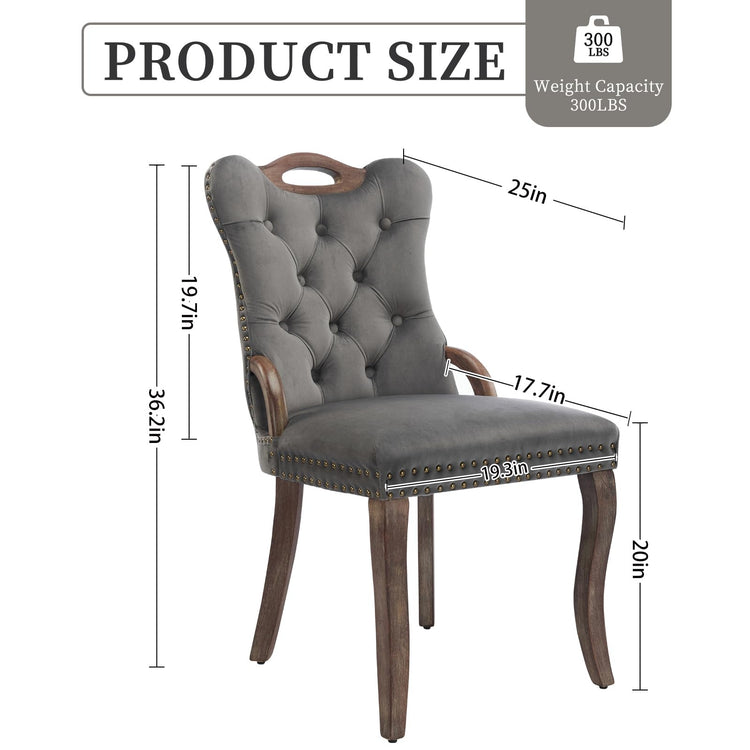 Grey Velvet Upholstered Dining Chairs Set of 4 (4 Count)