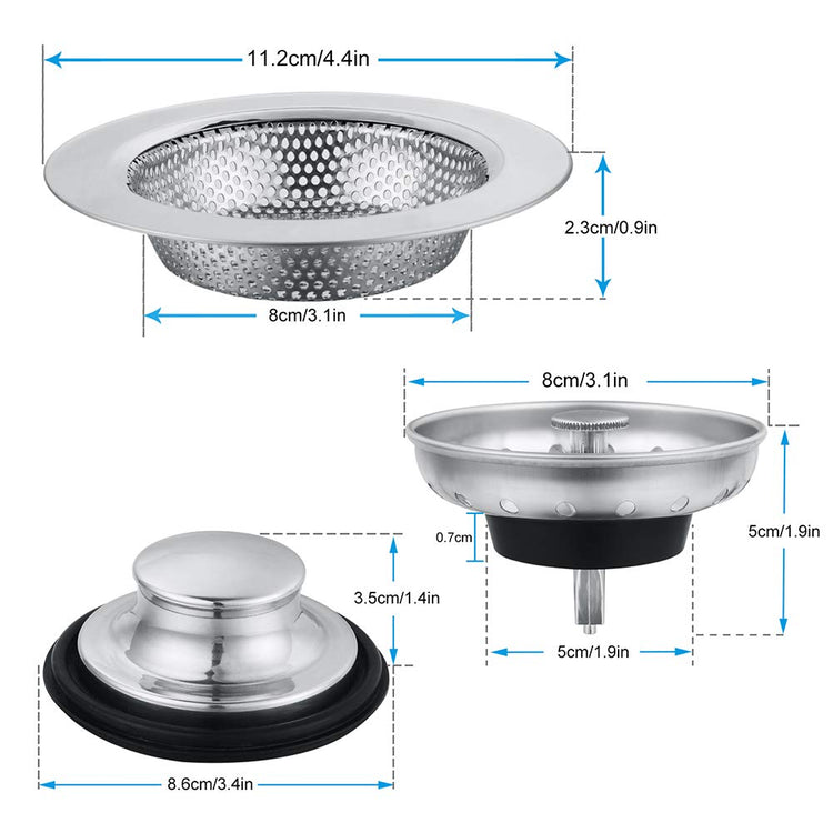 Kitchen Sink Drain Strainer 6 Pack Stainless Steel Sink Stopper (6 Count)