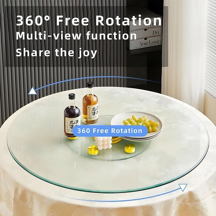 20" Tempered Glass Lazy Susan Turntable, 360° Silent-Spin Round Clear Tabletop Rotating Tray, Centerpiece for Dining Tables, Smooth Rotation, for Banquets, Weddings & Family Gatherings