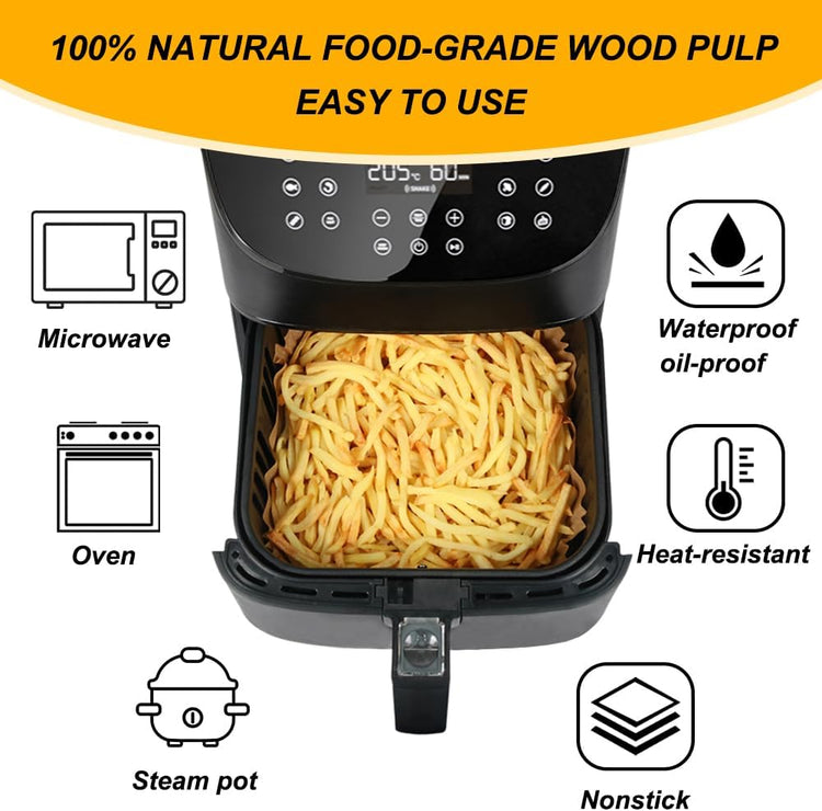 BYKITCHEN Small Air Fryer Disposable Paper Liners for 2 to 5QT Airfryer, Mini Air Fryer Parchment Paper Liners, Compatible with CHEFMAN 2 QT, Cosori 2.1 QT, Dash, Instant Pot Mini Airfryer