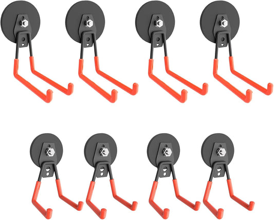 Super Strong Garage Magnetic Hooks Heavy Duty-6Pack,Powerful Magnetic Strips for Power Drill, Garden Tools, Hose, Straps, Steel Pegboard, Garage Magnetic Hooks Hanger,Workshop Tool Holder