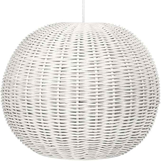 KOUBOO Lamp Wicker Ball Pendant – Boho Rattan Ceiling Light Fixture for Dining Room, Kitchen Island & Living Room Décor – Modern Farmhouse Pendant Light Shade, White