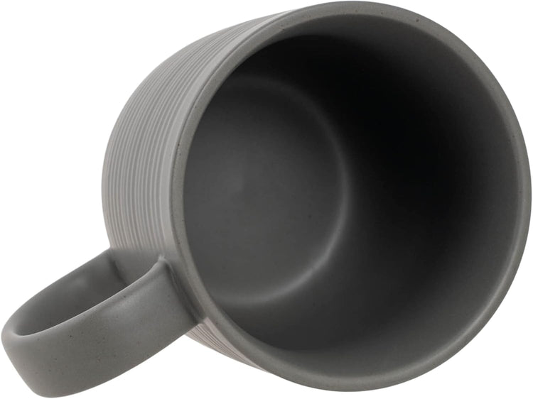 Elanze Designs Ribbed Ceramic Stoneware 16 ounce Raw Clay Bottom Coffee Mugs Set of 4, Grey