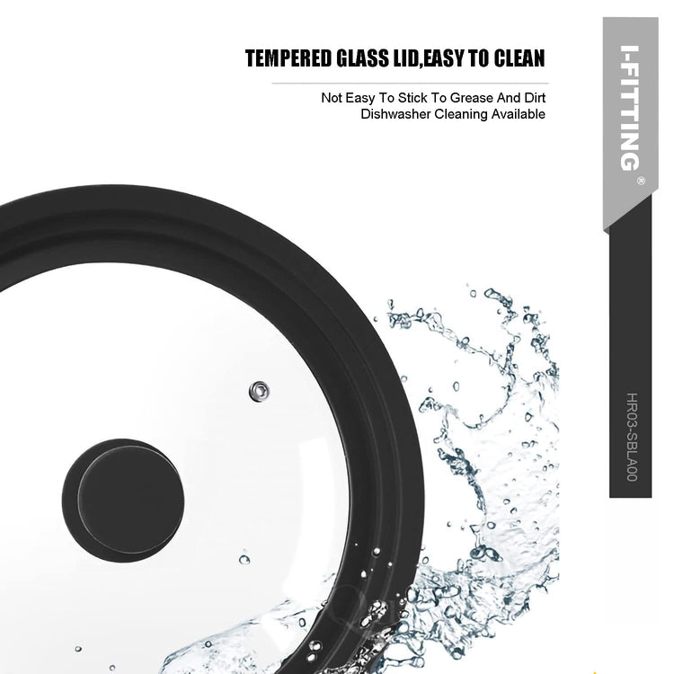 Tempered Glass Universal Cookware Lid Black 1 Pack