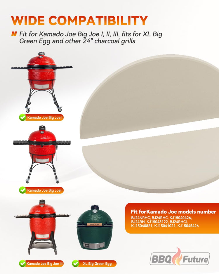 BBQ Future Ceramic Heat Deflector Plates for Kamado Joe Big Joe I