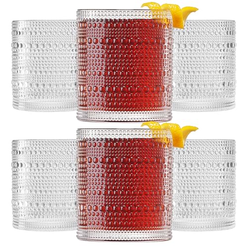 Plastic Hobnail Drinking Glasses Set of 6 Tritan Lowball Cups 10oz