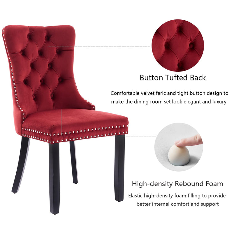 Wine Red Velvet Dining Chairs Set of 6 (6 Count)