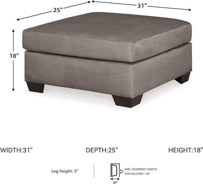 Signature Design by Ashley Darcy Casual Plush Square Accent Ottoman, Grayish Brown