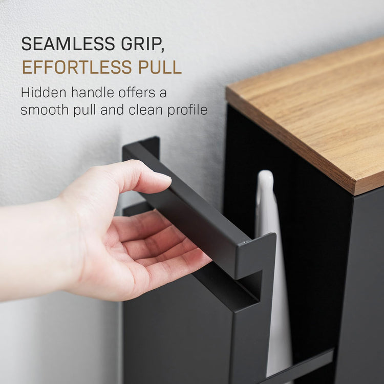 Home Pull Out Bathroom Storage Cabinet with Wood Top