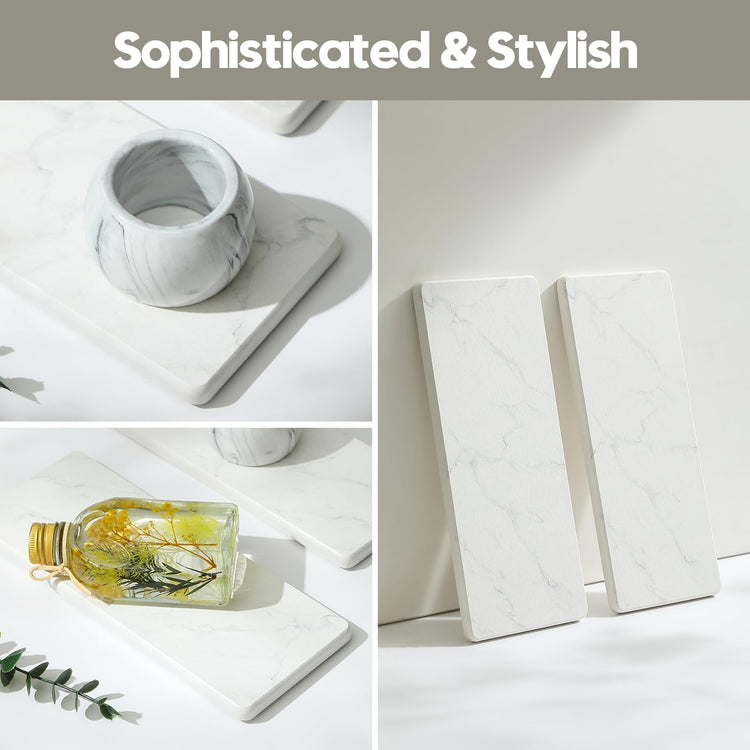 2PCS Water Absorbing Stone Drying Tray for Kitchen Counter & Bathroom Sink (2 Count)